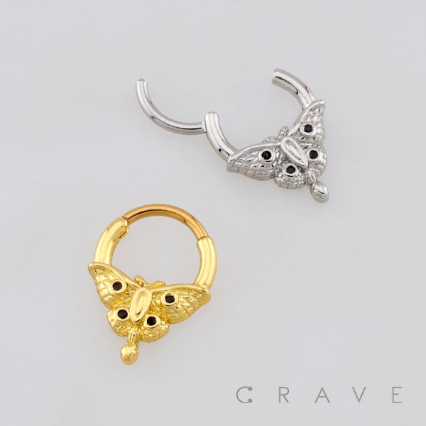 MOTH TEXTURED WINGS SEPTUM CLICKER RING 316L SURGICAL STEEL MOTH TEXTURED WINGS SEPTUM CLICKER RING 316L SURGICAL STEEL